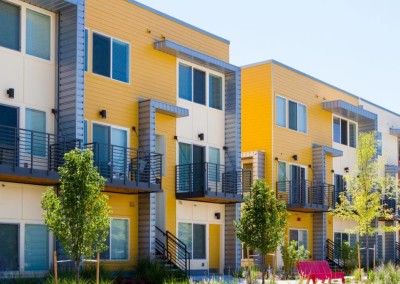 yellow apartment building